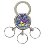 vibrant abstract floral/rainbow color 3-Ring Key Chain