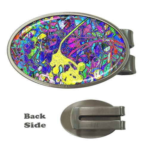 vibrant abstract floral/rainbow color Money Clips (Oval)  from ArtsNow.com Front