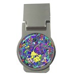 vibrant abstract floral/rainbow color Money Clips (Round) 