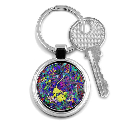 vibrant abstract floral/rainbow color Key Chain (Round) from ArtsNow.com Front