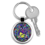 vibrant abstract floral/rainbow color Key Chain (Round)