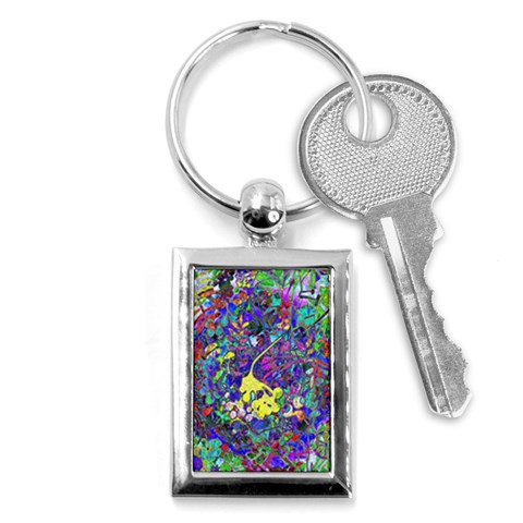 vibrant abstract floral/rainbow color Key Chain (Rectangle) from ArtsNow.com Front