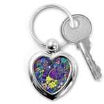 vibrant abstract floral/rainbow color Key Chain (Heart)