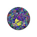 vibrant abstract floral/rainbow color Rubber Coaster (Round) 