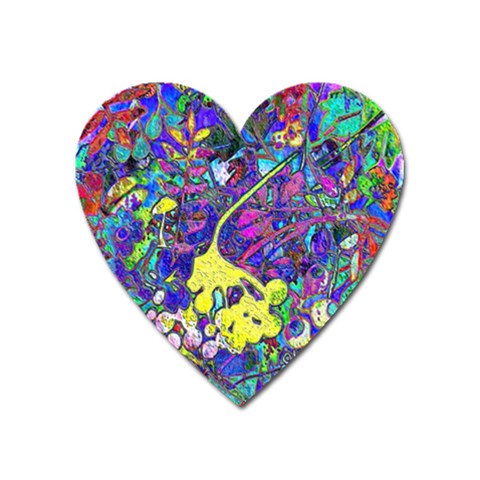 vibrant abstract floral/rainbow color Heart Magnet from ArtsNow.com Front