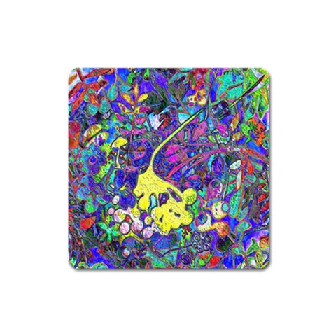 vibrant abstract floral/rainbow color Square Magnet from ArtsNow.com Front