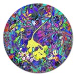 vibrant abstract floral/rainbow color Magnet 5  (Round)