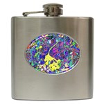 vibrant abstract floral/rainbow color Hip Flask (6 oz)