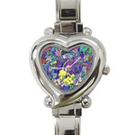 vibrant abstract floral/rainbow color Heart Italian Charm Watch