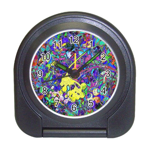 vibrant abstract floral/rainbow color Travel Alarm Clock from ArtsNow.com Front