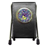 vibrant abstract floral/rainbow color Pen Holder Desk Clock