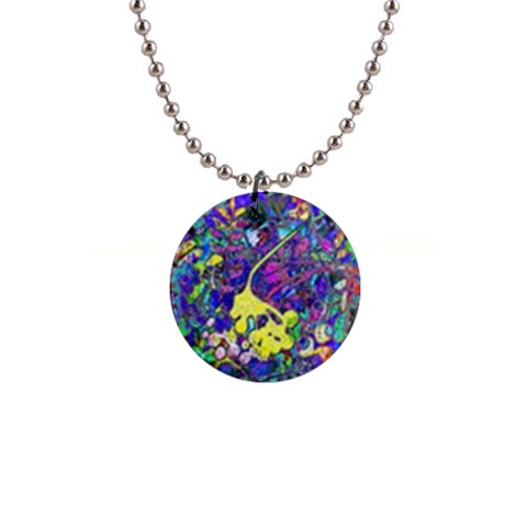 vibrant abstract floral/rainbow color 1  Button Necklace from ArtsNow.com Front