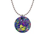 vibrant abstract floral/rainbow color 1  Button Necklace