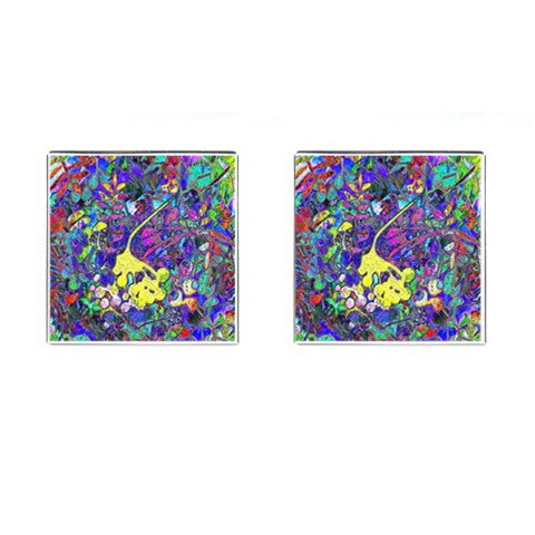 vibrant abstract floral/rainbow color Cufflinks (Square) from ArtsNow.com Front(Pair)