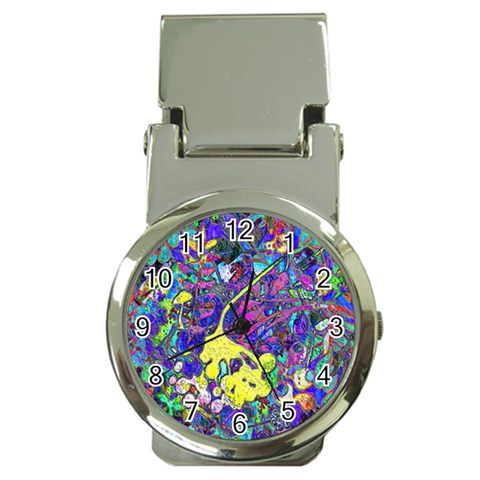 vibrant abstract floral/rainbow color Money Clip Watches from ArtsNow.com Front