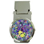 vibrant abstract floral/rainbow color Money Clip Watches