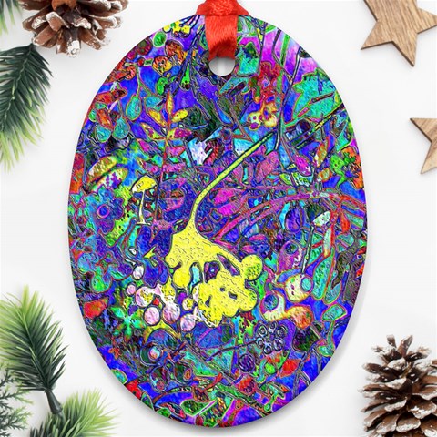 vibrant abstract floral/rainbow color Oval Ornament (Two Sides) from ArtsNow.com Front