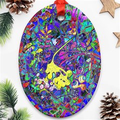 vibrant abstract floral/rainbow color Oval Ornament (Two Sides) from ArtsNow.com Front