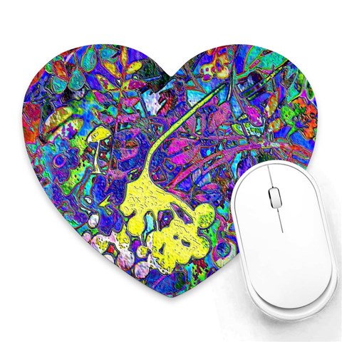 vibrant abstract floral/rainbow color Heart Mousepads from ArtsNow.com Front