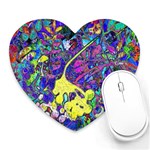 vibrant abstract floral/rainbow color Heart Mousepads