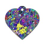 vibrant abstract floral/rainbow color Dog Tag Heart (One Side)