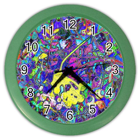 vibrant abstract floral/rainbow color Color Wall Clock from ArtsNow.com Front