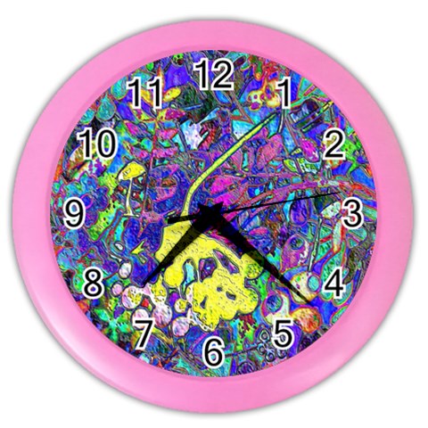 vibrant abstract floral/rainbow color Color Wall Clock from ArtsNow.com Front