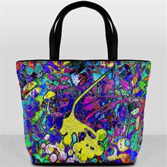 vibrant abstract floral/rainbow color Bucket Bag from ArtsNow.com Front