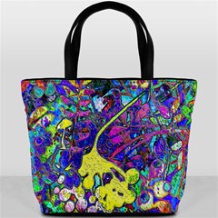 vibrant abstract floral/rainbow color Bucket Bag from ArtsNow.com Back