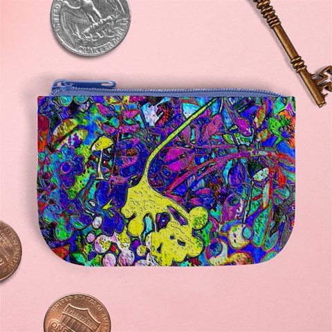 vibrant abstract floral/rainbow color Mini Coin Purse from ArtsNow.com Front