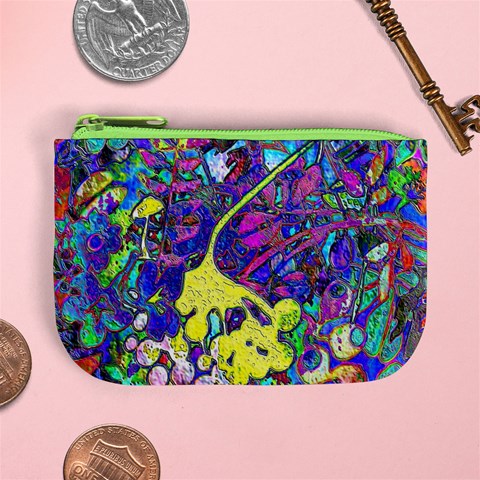 vibrant abstract floral/rainbow color Mini Coin Purse from ArtsNow.com Front