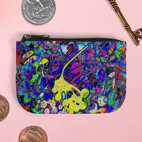 vibrant abstract floral/rainbow color Mini Coin Purse from ArtsNow.com Front