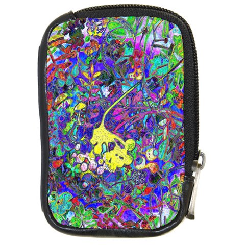 vibrant abstract floral/rainbow color Compact Camera Leather Case from ArtsNow.com Front