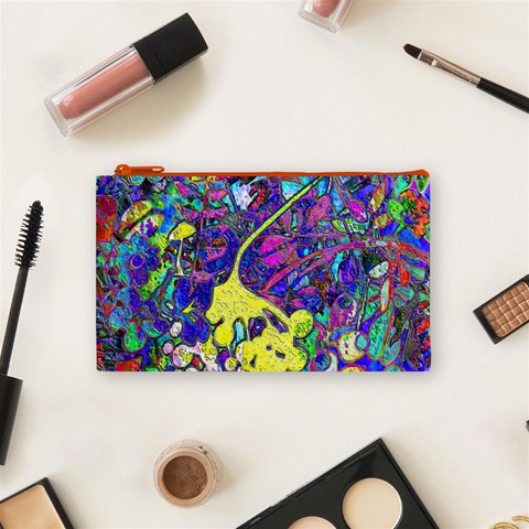 vibrant abstract floral/rainbow color Cosmetic Bag (Small) from ArtsNow.com Front