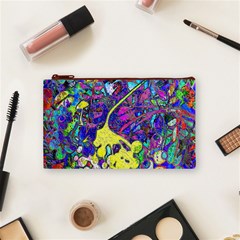 vibrant abstract floral/rainbow color Cosmetic Bag (Small) from ArtsNow.com Front