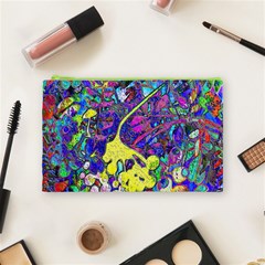 vibrant abstract floral/rainbow color Cosmetic Bag (Medium) from ArtsNow.com Front