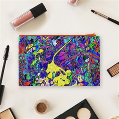 vibrant abstract floral/rainbow color Cosmetic Bag (Medium) from ArtsNow.com Back