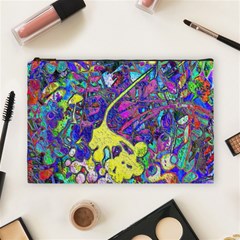 vibrant abstract floral/rainbow color Cosmetic Bag (Large) from ArtsNow.com Front