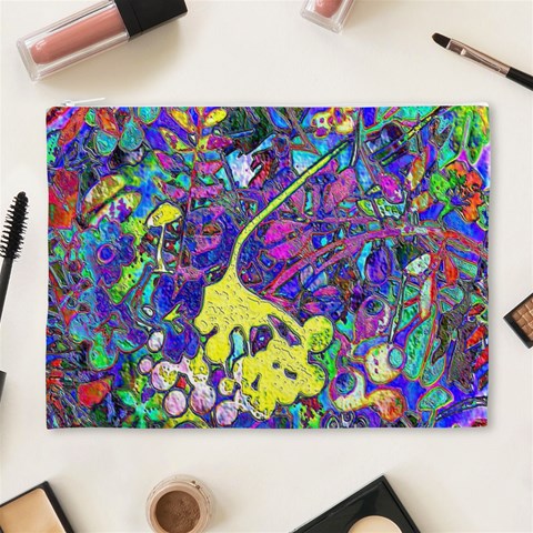 vibrant abstract floral/rainbow color Cosmetic Bag (XL) from ArtsNow.com Front