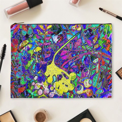 vibrant abstract floral/rainbow color Cosmetic Bag (XL) from ArtsNow.com Front