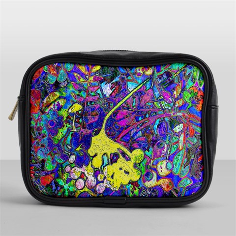 vibrant abstract floral/rainbow color Mini Toiletries Bag (One Side) from ArtsNow.com Front