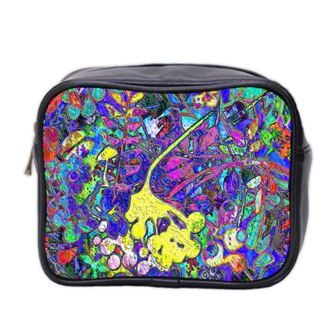 vibrant abstract floral/rainbow color Mini Toiletries Bag (Two Sides) from ArtsNow.com Front