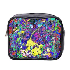 vibrant abstract floral/rainbow color Mini Toiletries Bag (Two Sides) from ArtsNow.com Front