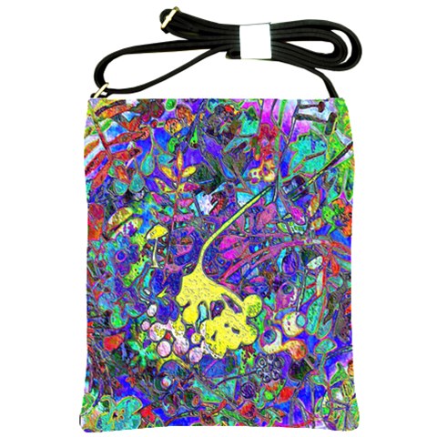 vibrant abstract floral/rainbow color Shoulder Sling Bag from ArtsNow.com Front