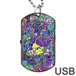 vibrant abstract floral/rainbow color Dog Tag USB Flash (One Side)