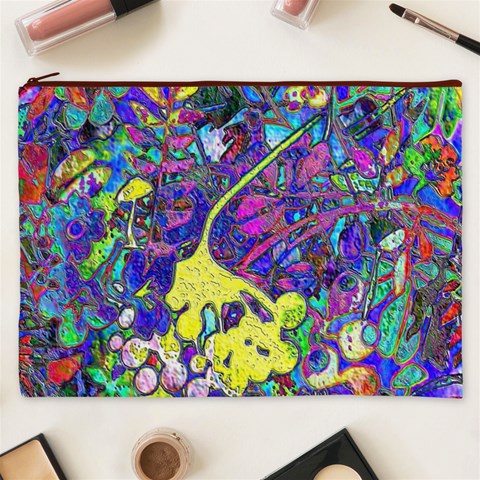 vibrant abstract floral/rainbow color Cosmetic Bag (XXXL) from ArtsNow.com Front