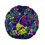 vibrant abstract floral/rainbow color Standard 15  Premium Round Cushions