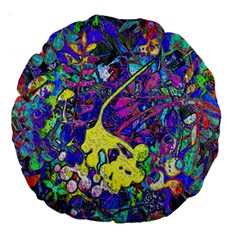 vibrant abstract floral/rainbow color Large 18  Premium Round Cushions from ArtsNow.com Front