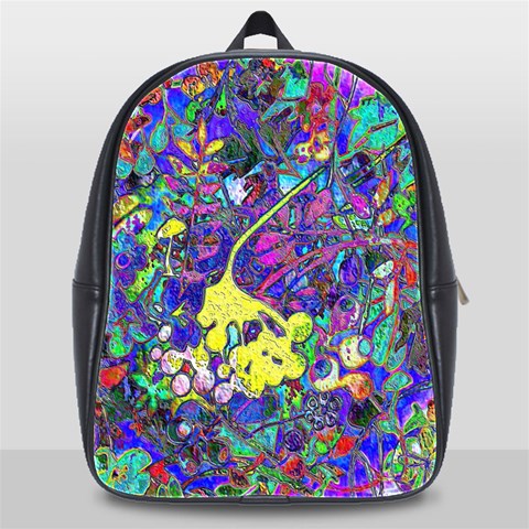 vibrant abstract floral/rainbow color School Bag (XL) from ArtsNow.com Front