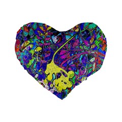 vibrant abstract floral/rainbow color Standard 16  Premium Heart Shape Cushions from ArtsNow.com Front